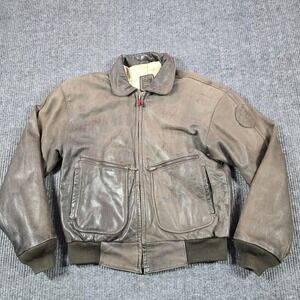 Hein Gericke Jacket Mens 38 Brown Leather Bomber Map Lining Biker Flight Moto